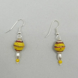 Yellow and Pearl Earrings - Village of Hope - Tabitha Artisans