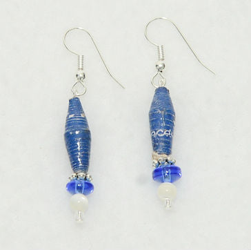 Royal Blue and White Earrings - Village of Hope - Tabitha Artisans