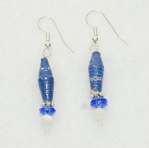 Royal Blue and White Earrings - Village of Hope - Tabitha Artisans